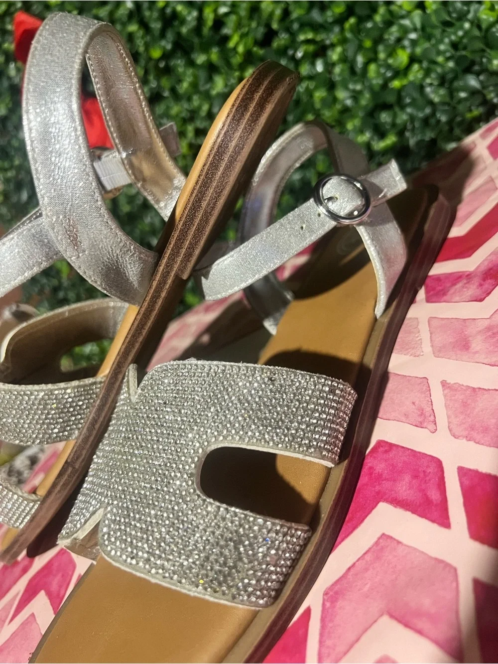 wonder nation Silver Glitter Girls Sandals